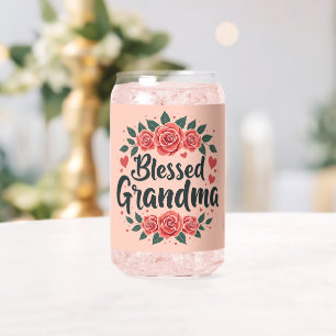 Gesegnete Oma Florale Vintage-Rosen Typografie Dosenglas