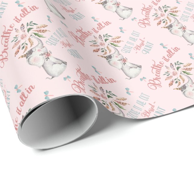 Gesegnete Tante Elephant und Dragonfly-Geschenk Geschenkpapier (Rolleneckpunkt)