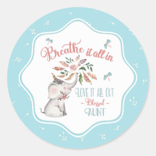 Gesegnete Tante Elephant und Dragonfly-Geschenk Runder Aufkleber