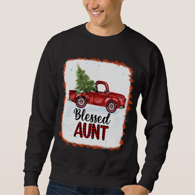 Gesegnete Tante Kariert Red Truck Trem Lichter Wei Sweatshirt (Vorderseite)