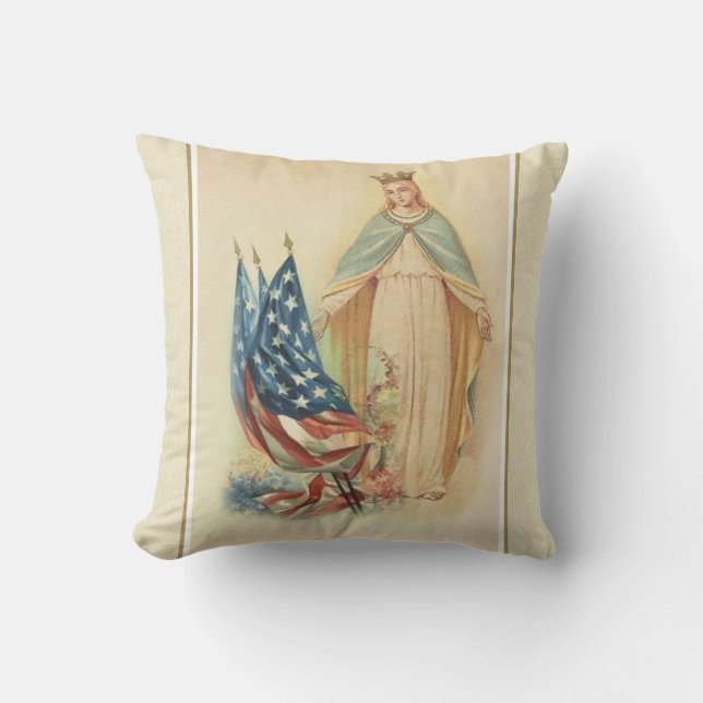 Gesegnete Vintage amerikanische Flagge Kissen (Vorderseite)