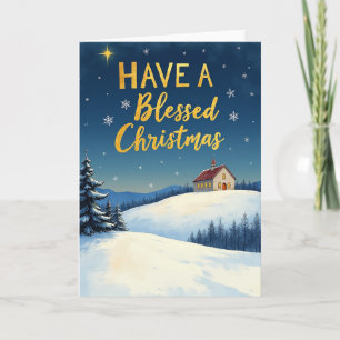 Gesegnete Weihnachten auf Snowy Church Karte