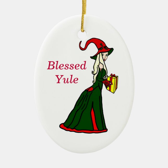 Gesegnete Weihnachten-Winter-Hexe-Verzierung Keramik Ornament (Vorne)
