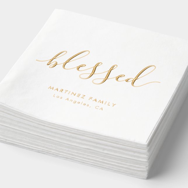Gesegneter Boho Script Family Wiedersehen Erntedan Servietten Mit Folie (Ausschnitt)