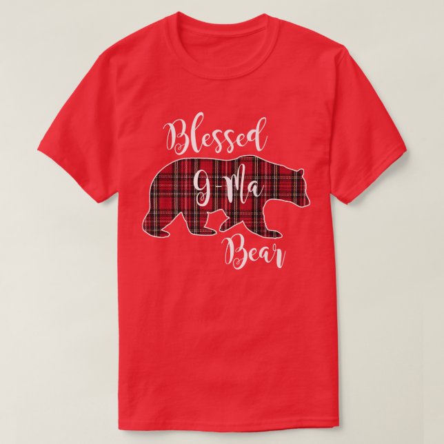 Gesegneter G-Ma Bär Roter Tartan Kariertes Oma Ges T-Shirt (Design vorne)