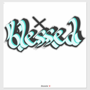 Gesegneter Handlettering-Kalligrafie-Kreuz-Aufkleb Aufkleber