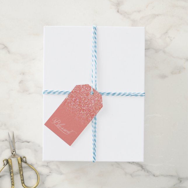 Gesegneter Individuelle Name Rosa Glitzer Farbe F3 Geschenkanhänger (Mit Garn)