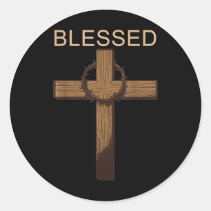 Gesegneter Jesus Christlich Cross-God Faith Bible Runder Aufkleber