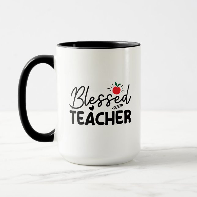 Gesegneter Lehrer Wordart Tasse (Links)