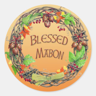 Gesegneter Mabon Kranz Runder Aufkleber