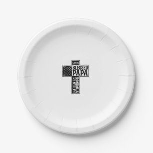 Gesegneter Papa Kreuz Christliche Vintage-Typograf Pappteller