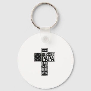 Gesegneter Papa Kreuz Christliche Vintage-Typograf Schlüsselanhänger