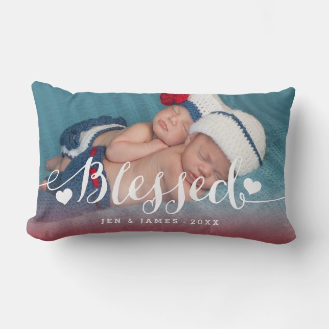 Gesegnetes | Baby-Geburtvalentines-Foto-Kissen Lendenkissen (Vorderseite)