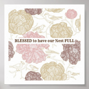 Gesegnetes Bird Nest Art Poster Wand Decke
