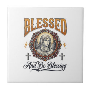 Gesegnetes christliches Vintage-Stich-T-Shirt-Desi Fliese