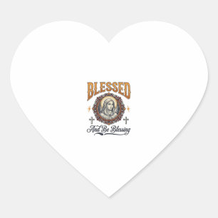 Gesegnetes christliches Vintage-Stich-T-Shirt-Desi Herz-Aufkleber