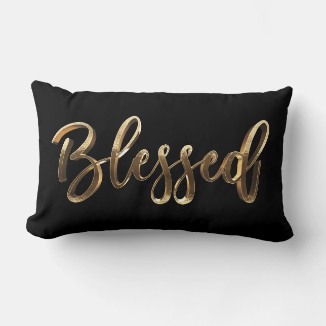 Gesegnetes elegantes Gold-Script Moderne Weihnacht Lendenkissen (Vorderseite)