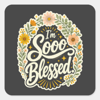 Gesegnetes florales christliches Design auf Basis  Quadratischer Aufkleber