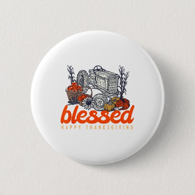 Gesegnetes Glück Thanksgiving Männer Frauen Button (Vorderseite)