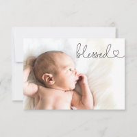 Gesegnetes Herz Script Minimal Foto Baby Taufe