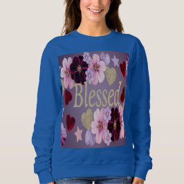 Gesegnetes Herz Stars Blume Blue Sweatshirt