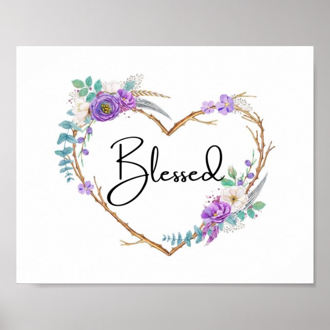 Gesegnetes herzförmiges Blumenkreideposter Poster (Vorne)