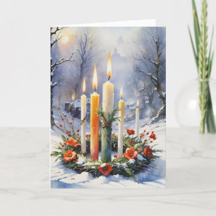 Gesegnetes Imbola Winter Floral Candle Wreath Wicc Feiertagskarte