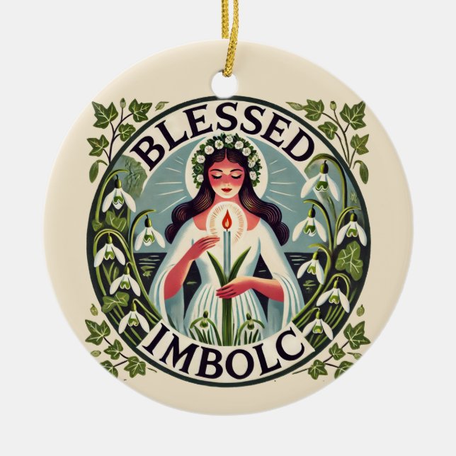 Gesegnetes Imbolc Keramik Ornament (Vorne)