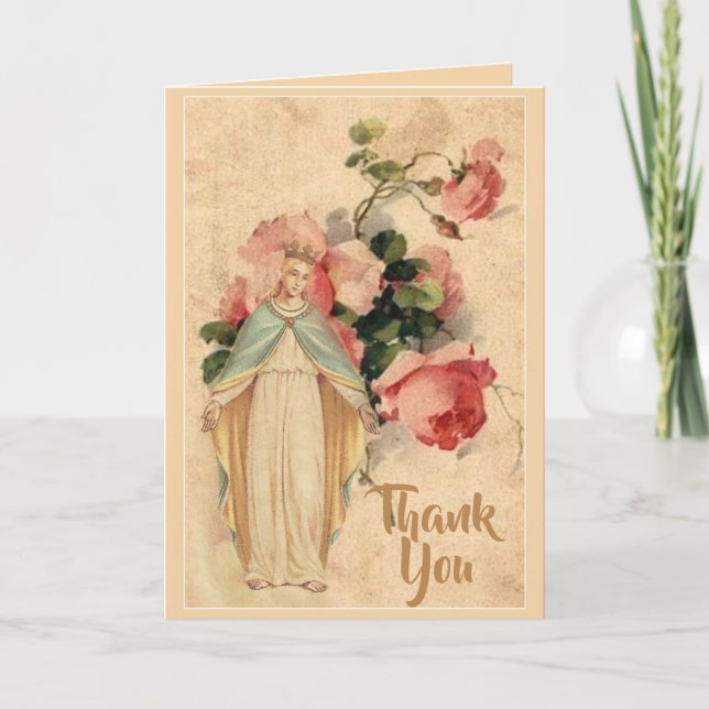 Gesegnetes Jungfrau-Mary-mit Blumenkundengerechtes Dankeskarte (Vorderseite)
