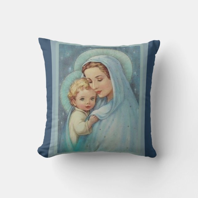 Gesegnetes Jungfrau-Mary-Mutter-Baby Jesus Kissen (Vorderseite)