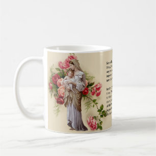 Gesegnetes Jungfrau-Mary-Rosen Memorare Gebet Kaffeetasse