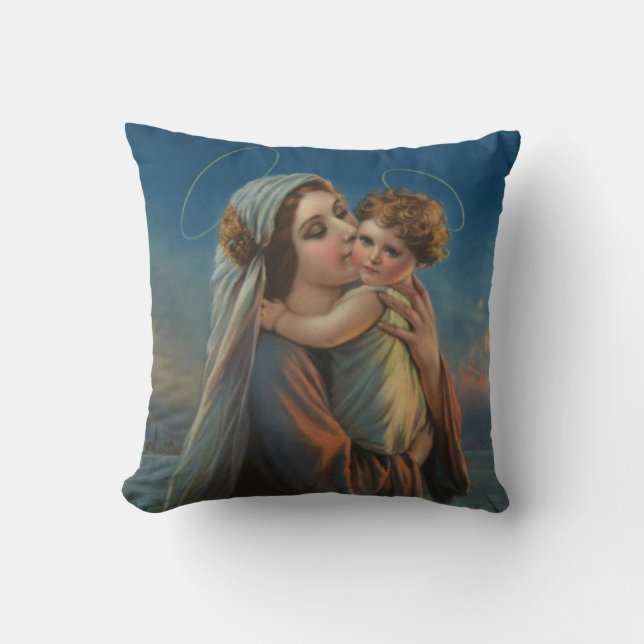 Gesegnetes Jungfrau-Mutter-Mary-Baby Jesus Kissen (Vorderseite)