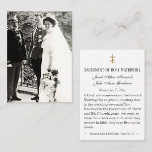 Gesegnetes Karl & Zita Wedding Holy Card Platzkarte