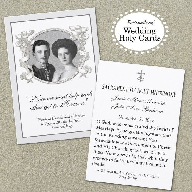 Gesegnetes Karl & Zita Wedding Holy Card Visitenkarte (Von Creator hochgeladen)