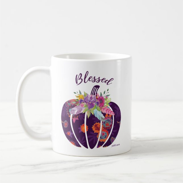 Gesegnetes Lila Blume-Kürbis  Kaffeetasse (Links)