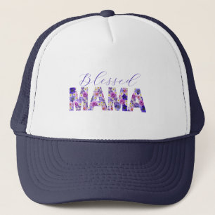 Gesegnetes Mama-Shirt mit farbenfrohen Blumentexte Truckerkappe