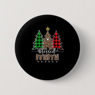 Gesegnetes Mimi Leopard Weihnachtsbaum Rot Kariert Button