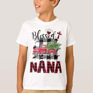 Gesegnetes Nana Rot-karierte Weihnachten T-Shirt