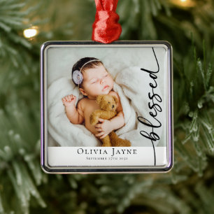 Gesegnetes Neues Baby Foto-Andenken Ornament Aus Metall