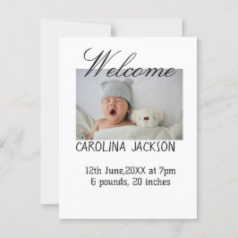 Gesegnetes neues geborenes Foto, moderne Geburtsan Postkarte