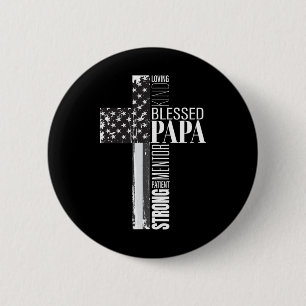 Gesegnetes Papa-Amerikanische Flagge Christliche r Button