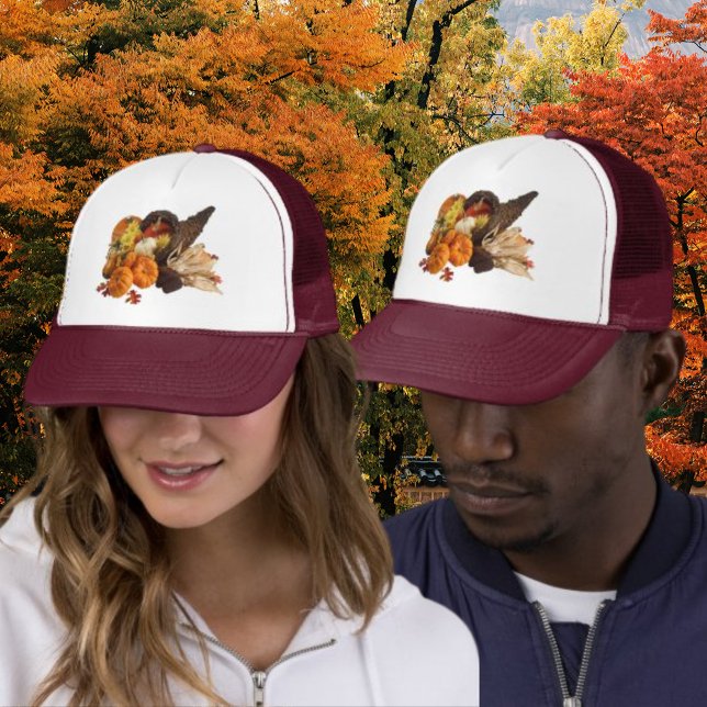 Gesegnetes, reichhaltiges, farbiges Cornucopia Truckerkappe (Blessed Bountiful Harvest Colorful Cornucopia Trucker Hat)