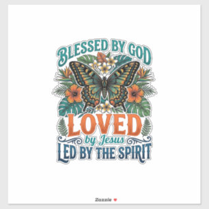 Gesegnetes Schmetterling-Christen-T-Shirt-Design_1 Aufkleber
