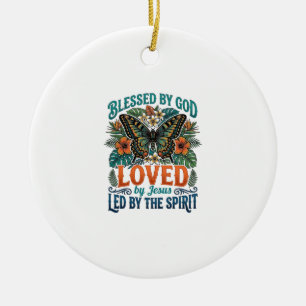 Gesegnetes Schmetterling-Christen-T-Shirt-Design_1 Keramik Ornament