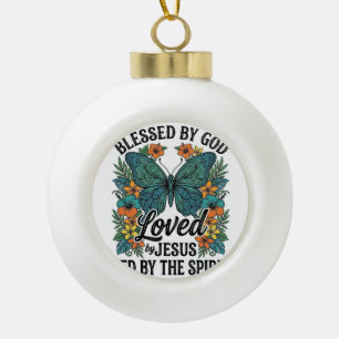 Gesegnetes Schmetterling-Christen-T-Shirt-Design ( Keramik Kugel-Ornament