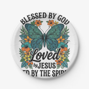 Gesegnetes Schmetterling-Christen-T-Shirt-Design ( Pappteller