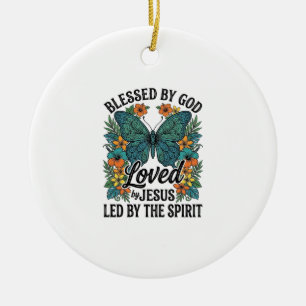 Gesegnetes Schmetterlings-Christen-T-Shirt-Design Keramik Ornament