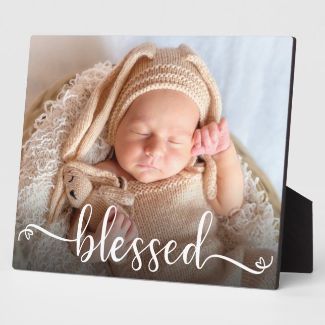 Gesegnetes Script Baby Foto Plaque Fotoplatte (Seite)