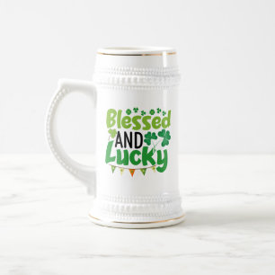 Gesegnetes und Glückliches St. Patrick’s Day Desig Bierglas