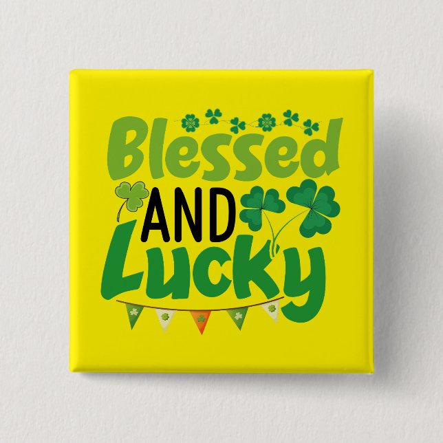Gesegnetes und glückliches St. Patrick’s Day Desig Button (Vorderseite)